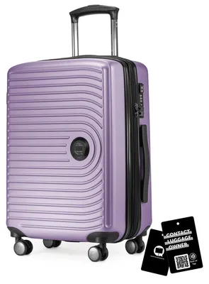 Immagine prodotto di Mitte - Valigia da trasporto + etichetta digitale per bagagli, trolley da cabina XL estensione bagaglio a mano valigia rigida aereo Carry-On 55 L TSA, lilla