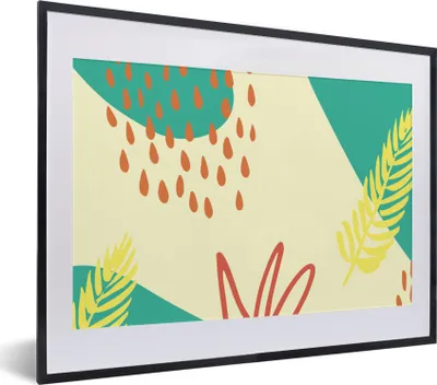 Produktbild von MuchoWow® Gerahmtes Poster Sommer - Blätter - Pastell 40x30 cm - Poster mit Schwarzem Bilderrahmen Wandposter Rahmen Foto Bilder - Bilderrahmen - Poster im Rahmen