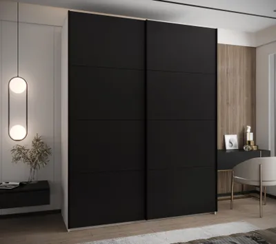 Produktbild von Zweitüriger Kleiderschrank SAMARA 1 - 200 cm, weiß/schwarz/schwarz