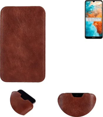 Produktbild von K-S-Trade Schutzhülle Handyhülle kompatibel mit Huawei Y6 Prime 2019 Handytasche Kunstleder Sleeve in braun