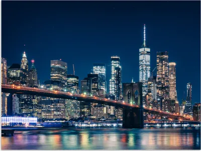 Produktbild von MuchoWow® Poster New York - Nacht - Brooklyn Bridge 40x30 cm - Plakate für die Wände - Poster Wohnzimmer