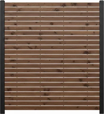 Produktbild von Endorphin -Rhombuszaun Kiefer braun 4 Elemente 180x180cm 5 anthrazit Pfosten 7x7x235cm