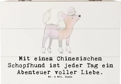 Produktbild von Mr. & Mrs. Panda Erinnerungsbox Chinesischer Schopfhund Abenteuer 22 x 15 cm - Weiß - Geschenk, Hunderassen Vielfalt, Truhe, schmucktruhe, Hund, Box, Geschenkbox, Freude
