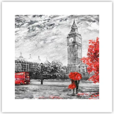 Produktbild von Poster - Poster ohne Rahmen - London Bus - 30x30 cm - Wand Bild - Wanddeko - Wandbilder - Kunstposter - Wandposter - Bilder - Kunstdruck - Wanddekoration - Wandbild - P2XAC30x30-3866