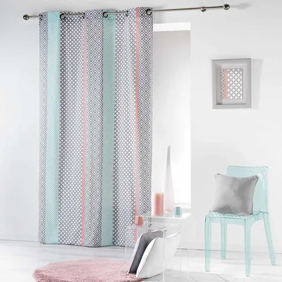 Image de Rideau à oeillets - Baltic - 140 x 240 cm - Coton - Rose et menthe