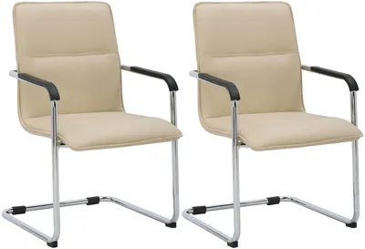 Produktbild von CLP 2er Set Freischwinger Seattle Kunstlederbezug mit Armlehnen und Bodenschonern creme