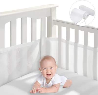 Produktbild von Bettumrandung für Babys, Atmungsaktive Kinderbett Stoßstange, Rausfallschutz und Kantenschutz