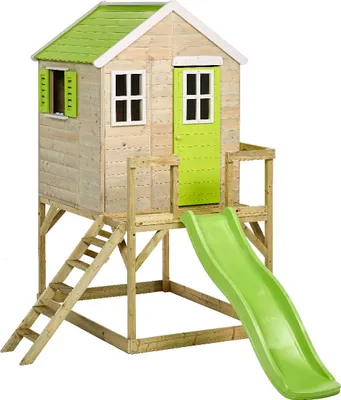 Immagine prodotto di KANGUI - TINNI Casetta da gioco per bambini – Casetta in legno + piattaforma + scivolo