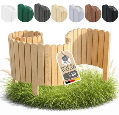 Obrázok produktu pre Floranica Obrubník záhonu Obrubník trávnika Drevo 40 x 200 cm Hnedé drevo Záhradný plot Rolovací obrubník Palisáda