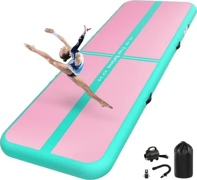 Produktbild von Aufblasbare Turnmatte, 2-6 m – 10/15 cm dick – Gymnastikmatte mit 600-W-Elektropumpe – für Fitness, Yoga und zu Hause