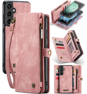 Produktbild von Caseme 008 Handyhülle für Samsung Galaxy S23 FE, abnehmbare 2-in-1 Klapphülle mit Geldbörsenfunktion - Rosa