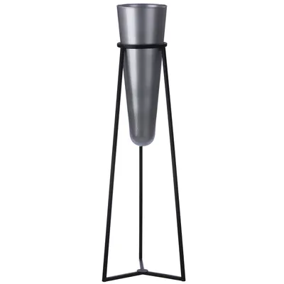 Image de Gilde Bodenvase, Kegel, "Future", Glas, Metall, grau, VE 1, H. 102 cm, D. 20 cm 27639 4063387276396