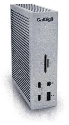 Produktbild von CalDigit TS4, 98 W, 100000 Mbit/s, Grau, SD, 3.5mm, DisplayPort, Lightning, RJ-45, Thunderbolt 4, USB 3.2 Gen 1 (3.1 Gen 1) Type-A, USB 3.2 Gen..., Gleichstrom