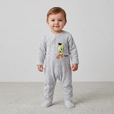 Produktbild von Looney Tunes Tweety Baby Kleinkind Velour Body Strampler Einteiler – Bunt / 80