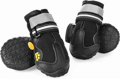 Produktbild von Hundeschuhe Pfotenschutz, 4 Stück Wasserdicht Hundeschuhe (6#) | Rutschfeste Hundeschuhe mit Verstellbaren Reflektierendem Klettverschluss Hundestiefel für Kleine, Mittlere und Große Hunde