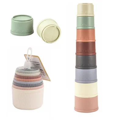 Produktbild von Heikoeco® Kaninchen Spielzeug, 8 bunte Stapelbecher, wiederverwendbar, aus hochwertigem Kunststoff, ideal für Kaninchenbeschäftigung, versteckt Snacks