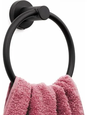 Produktbild von Handtuchring in Mattschwarz, moderner Handtuchhalter für die Badezimmerwand, Edelstahl SUS304, Mattschwarz