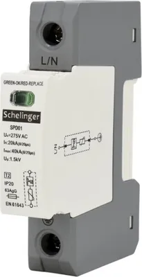 Produktbild von Überspannungs-Ableiter 1P 20kA(8/20) Klasse T2 (C) SCHALINGER