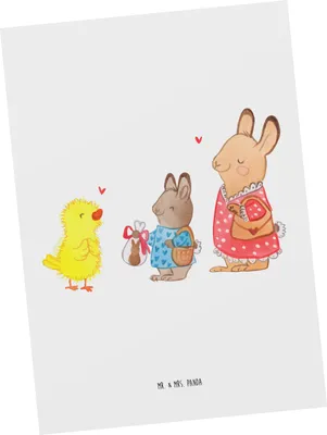 Produktbild von Mr. & Mrs. Panda Postkarte Ostern Geschenke - Weiß - Geschenk, Fotokarte, Grußkarte, Postkarten, bildkarte, Ostergrüße, Ansichtskarte, Frühling, Osterhase, Ostergeschenke