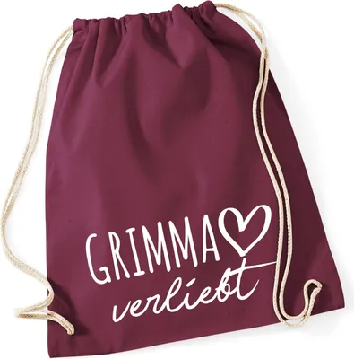 Produktbild von Huuraa Turnbeutel Grimma verliebt 12 Liter Burgundy Baumwolle Rucksack Geschenkidee