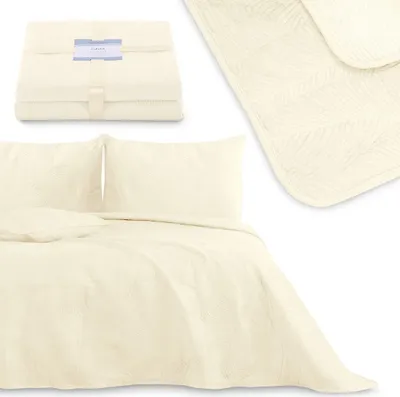 Zdjęcie produktu dla Narzuta dwustronna z haftem PALSHA 220x240 beżowa AmeliaHome