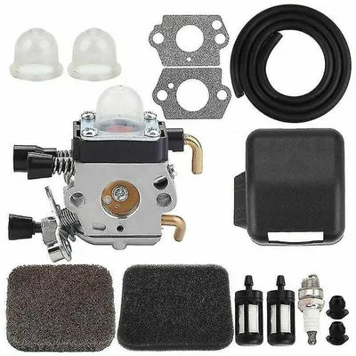 Image de Pièces de rechange pour débroussailleuse à moteur, comprenant un jeu de joints, une bougie d'allumage, un couteau, un filtre et un tuyau