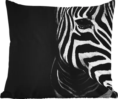 Produktbild von MuchoWow® Outdoor Kissen - Tiere - Zebra - Schwarz - Weiß - 40x40 cm - Wetterfest - Lounge Kissen - Kopfkissen - Interieur - Polster mit Bild