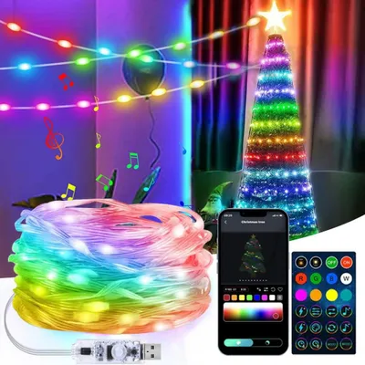 20 m 200 LED USB Bluetooth Lichterkette, Musik-Sync, RGB