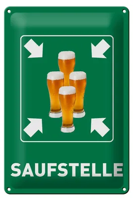 Produktbild von Blechschild 20x30cm Alkohol Saufstelle Biergläser Bier