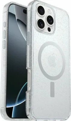 Produktbild von OtterBox Symmetry Series Clear Hülle für Apple iPhone 16 Pro Max Smartphone - Stardust 3.0 (Transparent) - Sturzsicher - Polycarbonat, Thermoplastisches Elastomer, Plastik - Kann drahtlos geladen werden