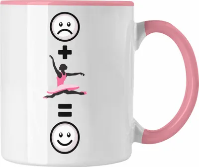 Produktbild von Trendation - Tanzen Tasse Geschenk für Tänzerin Balett Lustige Geschenkidee :( + Tanzen = :) Geburtstag Tanzlehrerin (Rosa)