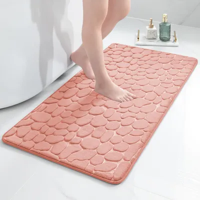 Zdjęcie produktu dla Mata pod prysznic z pianki memory, chłonna, antypoślizgowa, 60x120 cm, różowa