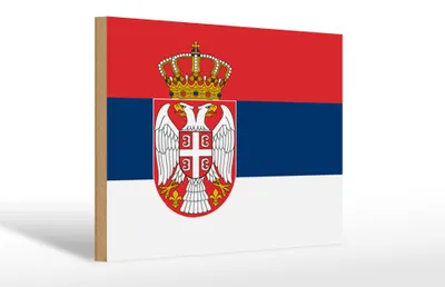 Produktbild von Holzschild Flagge Serbiens 30x20cm Flag of Serbia