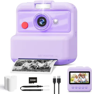 Produktbild von Sofortbildkamera Kinder 3 Zoll Bildschirm, 48MP/2,5K UHD Kinderkamera mit Sofortdruck, 32GB Karte, Spielzeug Geschenk für Jungen & Mädchen 3-12 Jahre