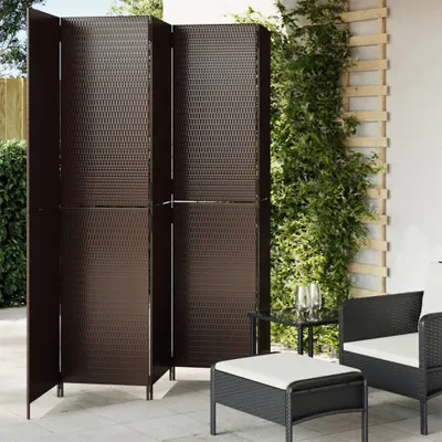 Produktbild von CLORIS Paravent 5-tlg. Braun Poly Rattan, 18,2 kg