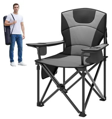 Image de Chaise pliante, design portable, supporte un poids de 200 kg, 1 pièce, couleur grise