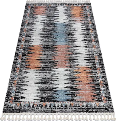 Produktbild von Modern Teppich BELLE BR23A schwarz / rosa Franse  Schwarz 200x290 cm
