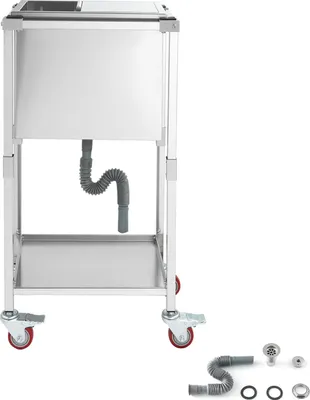 Zdjęcie produktu dla Wózek chłodzący SucceBuy 28 L na kółkach (51 x 36 x 97 cm), chłodziarka do napojów ze stali nierdzewnej na kółkach, zewnętrzna skrzynia na lód z półką, idealna na przyjęcia w ogrodzie lub na patio