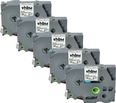 Produktbild von vhbw 5x Schriftband-Kassette Ersatz für Brother TZ-241, TZE-241 für Etiketten-Drucker 8m x 18mm Schwarz auf Weiß