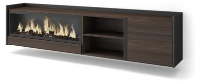 Produktbild von TV-Möbel Holzeffekt eiche schwarz 212x35x50cm Kamin mit Feuereffekt