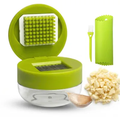 Productafbeelding van Knoflookpers Set - 3-delige set met pers, schiller en borstel
