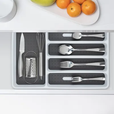 Produktbild von Besteckbox Kunststoff - 6 Fächer - Spülmaschinenfest - Besteck Organizer Küchenschublade
