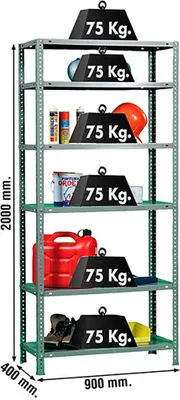 Zdjęcie produktu dla Regał metalowy ADVANTAGE 6/400 CINZA