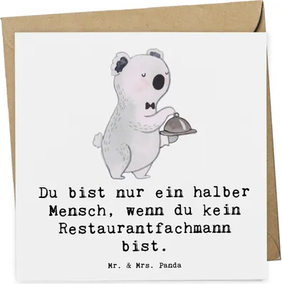 Produktbild von Mr. & Mrs. Panda Grußkarte Restaurantfachmann Herz - Weiß - Geschenk, doppelkarte, Ausbildung, Restaurant, Spruch, Glückwunschkarte, Lustig, faltkarte, anlasskarte