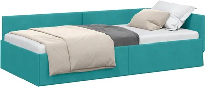 Obrázok produktu pre vidaXL Rohový rám postele s čelom tyrkysový 100 cm x 200 cm zamat