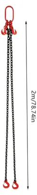 Produktbild von Anschlagkette - 2-strang Kettengehänge - 2 t Tragfähigkeit - Länge 2x2 m - legierter Stahl - mit Haken