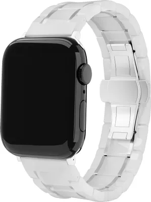 Produktbild von Strap-it Apple Watch Keramik-Stahlarmband (Weiß/Silber)