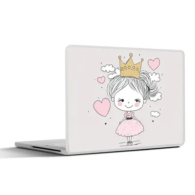 Produktbild von MuchoWow® Laptop Aufkleber Sticker Cover Prinzessin - Krone - Rosa - Mädchen - Pastell 25x18 cm - Laptop-Deko