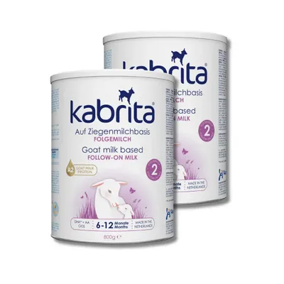Produktbild von Kabrita | Ziegenmilch Folgemilch 6-12 Monate | Hochwertige Babynahrung - Baby Milch, nahrhaft* und sanft zum Babybauch | Inhalt: 2x800g Babynahrung-Milchpulver