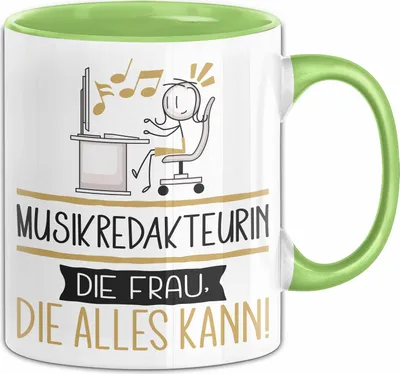 Produktbild von Musikredakteurin Geschenk Tasse Becher Die Frau Die Allen Kann Geschenkidee für eine Musikredakteurin Lustig (Grün)